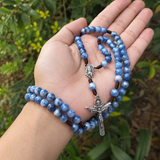 Hand Woven Holy Trinity Crucifix Mary Holy Medal Blue Rosary - product view