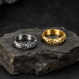 Heavy Hammered Scale Braided Texture Stainless Steel Comfort Fit Band Ring