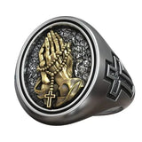 925K Sterling Silver Praying Hands Ring - Christian Symbol of Faith and Devotion - BGCOPPER