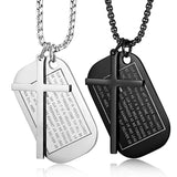 Stainless Steel Dog Tags Cross Necklaces for Men Prayer Cross Necklace Military Rolo Chain 3mm 24 Inch - BGCOPPER