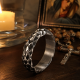 6mm Interwoven Scale Texture Stainless Steel Band Ring – Silver & Gold Promise Ring