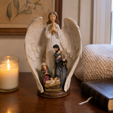 Guardian Angel Shelter Holy Family Nativity Scene Resin Statue - product view