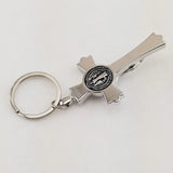 Jesus St. Benedict Stainless Steel Cross Keychain - BGCOPPER