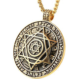 Amulet seal Solomon hexagram 12 signs of the zodiac pendant stainless steel necklace - BGCOPPER