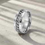 Men’s Faith Spinner Chain Ring – 8mm Titanium Steel Rotating Christian Band