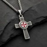 Knights Templar Celtic Knot Cross Necklace for Men, Red Enamel Templar Symbol Stainless Steel Pendant Product Parameters