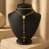 Gold Plated Stainless Steel Miraculous Medal Rosary Necklace