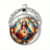 Jesus Stained Glass Style Keychain | Zinc Alloy Faith Token (Buy 2 Get 1 Free, Share With Family)