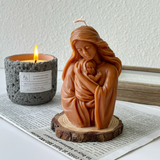 Virgin Mary holding the infant Jesus craft candle