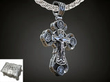 Jesus Virgin Mary Trinity Double Sided Engraved S925K Silver Cross Necklace - BGCOPPER