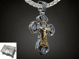 Jesus Virgin Mary Trinity Double Sided Engraved S925K Silver Cross Necklace - BGCOPPER