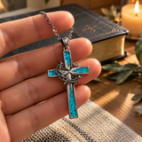 Faith Through Every Thorn – Turquoise Cross Necklace with Crown of Thorns | Christian Jewelry Gift