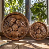 Holy family wood carving plaque - Best wall decor for home - BGCOPPER