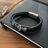 Anchor Leather Braided Bracelet