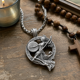 Athena Greek Goddess Pendant Necklace, Vintage Pure Tin Men’s Necklace