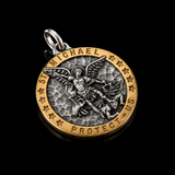 Two-Tone St. Michael Archangel Protection Medal Stainless Steel Necklace