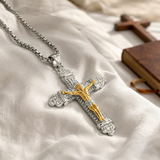 Crucifix necklace with zircon accents for daily faith wear