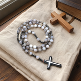 African Pine Tiger Eye Rosary Necklace - side view