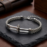 Minimalist Double‑Row Chain Bar Stainless Steel Bracelet