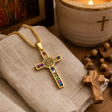 Gemstone St. Benedict Cross Necklace: Wear Protection & Faith With Radiance