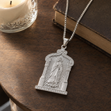 Our Lady of Guadalupe Temple‑Style Rhinestone Inlaid Stainless Steel Necklace