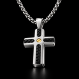 Braided Inlay Cross Necklace – Modern Christian Pendant for Men