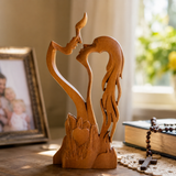 Hand-Carved Christian Love Sculpture – Wooden Couple Statue for Wedding & Anniversary Gift