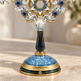 Elegant Blue & Gold Nine-Branch Hanukkah Menorah