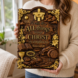 "I Can Do All Things" Wood Carving - Sacred Heart & Empty Tomb Scripture Decor - A Gift of Strength & Faith