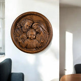 Holy family wood carving plaque - Best wall decor for home - BGCOPPER