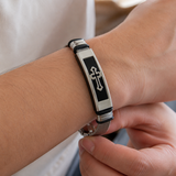 Men’s Christian Cross Mesh Bracelet – Stainless Steel Faith Wristband in Gold or Black