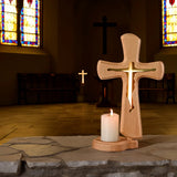 Beechwood Cross Candle Holder: Bearing Faith in Wood, Kindling Devotion with Light - BGCOPPER