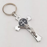 Jesus St. Benedict Stainless Steel Cross Keychain - BGCOPPER
