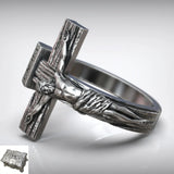Crucifixion of Jesus S925K Silver Cross Ring - BGCOPPER