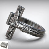 Crucifixion of Jesus S925K Silver Cross Ring - BGCOPPER