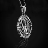 S925k Silver St. Michael Shield Angel Amulet Badge Necklace - BGCOPPER