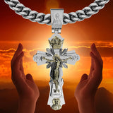 Gold-Plated Copper Crucifix Pendant with Jesus Christ and Religious Figures - BGCOPPER