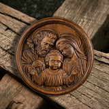Holy family wood carving plaque - Best wall decor for home - BGCOPPER