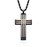 Modern Interwoven Stripe Cross Necklace – Bold Faith, Urban Style