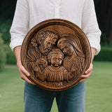 Holy family wood carving plaque - Best wall decor for home - BGCOPPER