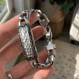 Hand-Hammered Textured Curb Chain Bracelet