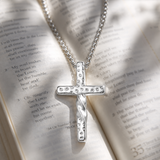 Twisted Hammered Textured Cross Pendant Necklace