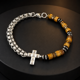 Men's Tiger Eye Cross Bracelet