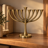 9-Branch Hanukkah Menorah – A Symbol of Faith, Hope & Divine Light | Elegant Gold, Silver, Bronze & Black Candle Holder