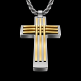 Modern Interwoven Stripe Cross Necklace – Bold Faith, Urban Style