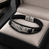 Men's Treble Clef Leather Bracelet – Stainless Steel Music Note Jewelry, A Meaningful Gift for Music Lovers