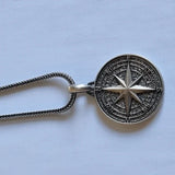 Handmade S925K Silver Compass Pendant Necklace - BGCOPPER