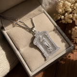 Our Lady of Guadalupe Temple‑Style Rhinestone Inlaid Stainless Steel Necklace