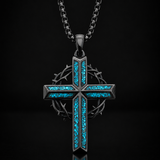 "By His Wounds We Are Healed" - Handcrafted Turquoise Crown of Thorns Cross - A Daily Symbol of Hope & Protection for Christian...