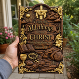 "I Can Do All Things" Wood Carving - Sacred Heart & Empty Tomb Scripture Decor - A Gift of Strength & Faith
